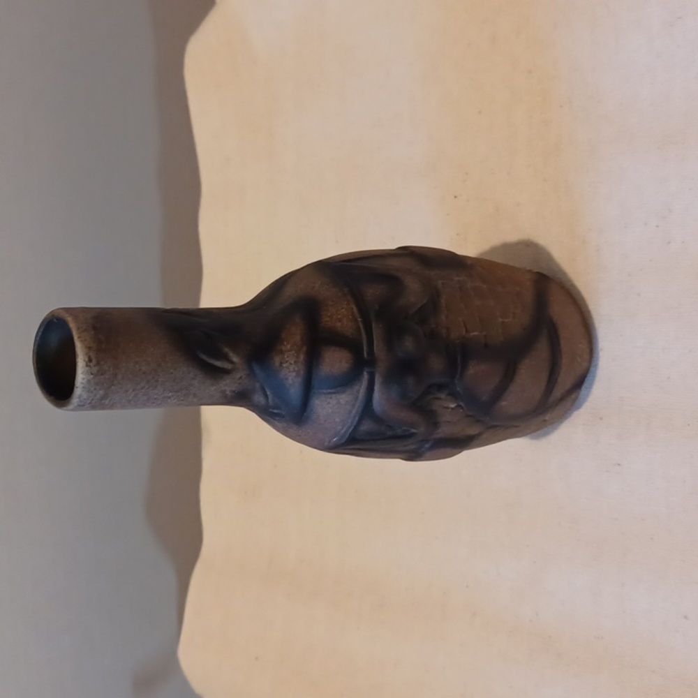Artisan Embossed Ceramic Pottery Vase/Bottle - 8" L x 1" D x 2½" D